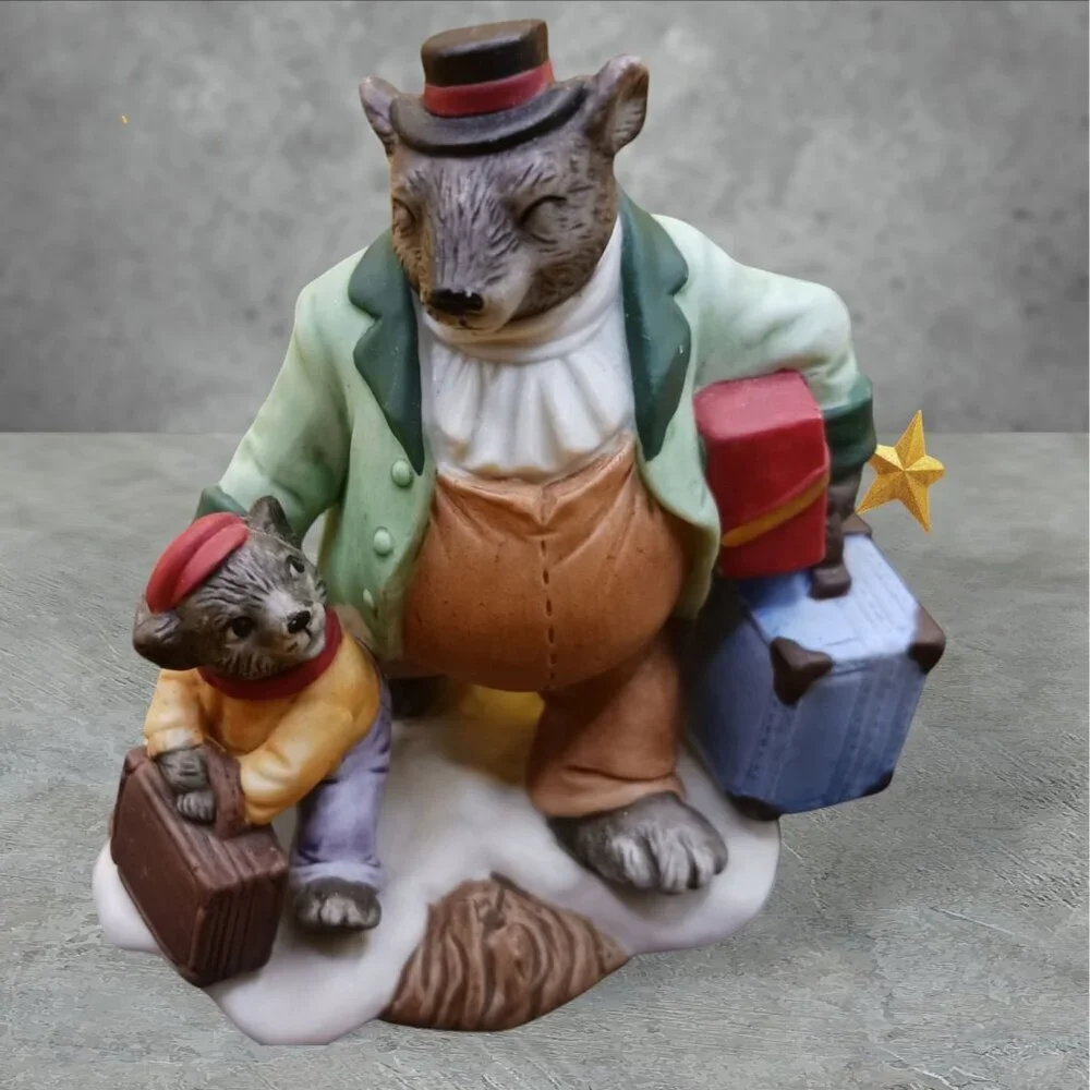 Fitz & Floyd vtg christmas hamlet mr.grizzly Multicolor